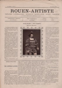 France  Journal Rouen Artiste Henri Furst Tenor Opera Comique Ancienne Photo Tourtin 1883