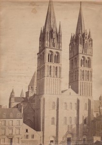 France Caen eglise Saint Etienne abbatiale Ancienne Grande Photo Mieusement 1880