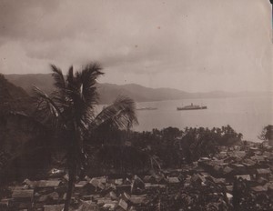 Madagascar? Baie Habitations Bateaux Ancienne Grande Photo 1900