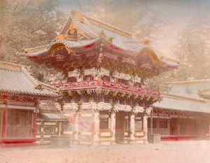 Japan Nikko Toshogu Yomeimon Gate Gojunoto Tower 2 Old albumen Photos 1890