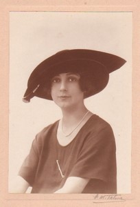 France Paris Mode Feminine Chapeau Mlle Le Guevel ancienne Photo Talma Henri Manuel 1920's