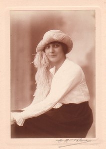 France Paris Mode Feminine Chapeau Mlle Le Guevel ancienne Photo Talma Henri Manuel 1920's