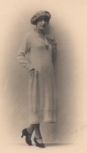 France Paris Mode Feminine Robe Mlle Le Guevel ancienne Photo Talma Henri Manuel 1920's