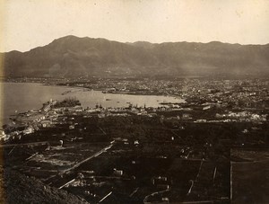 Italy Palermo & Syracuse Panorama 2 Old Photos Sommer Front/Back 1885