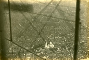 France WWI over the Sacre Coeur Fauvet on Farman Plane Old Aerial Photo 1916