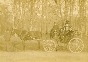 France Family Carriage ride Forest Old Cabinet Photo 1900