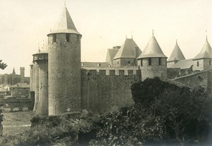 France City of Carcassonne Ramparts Castle Old Photo 1910