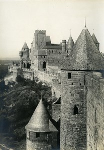 France City of Carcassonne Inquisition Tower & Castle Old Photo 1910