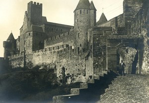 France City of Carcassonne Ramparts Fore Gate of AudeOld Photo 1910