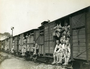 France WWI First World War Train Troops for Front Old Photo 1918