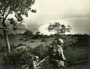 France WWI First World War Learning Machine Gun Old Photo 1918