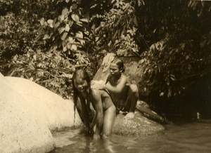 Vietnam Krong Kno Area Everyday Life Scene Bath Old Photo 1937