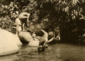 Vietnam Krong Kno Area Everyday Life Scene Bath Old Photo 1937