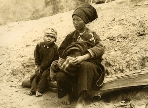 Vietnam Krong Kno Area Everyday Life Scene Mother & Child Old Photo 1937