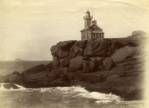 France Brittany Bretagne Ploumanach Lighthouse Old Photo Fougere 1880