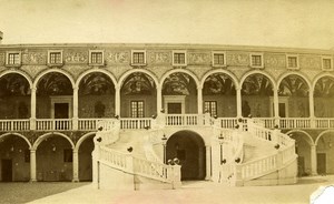 France Castle Double Stairs Horseshoe Architecture old Albumen Photo 1880