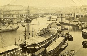 France Brittany Dinard General View Busy Harbour Panorama old Albumen Photo 1880