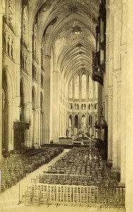 France Chartres Cathedral Interior Central Nave old Albumen Photo 1880