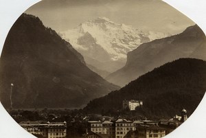 Switzerland Interlaken Mountain Panorama old Albumen Photo 1880