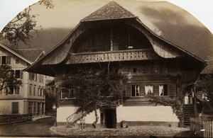 Switzerland Interlaken Mountain Chalet old Albumen Photo Sommer 1880