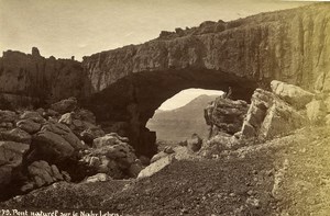 Lebanon Faqra Kfardebia Natural Bridge Nahr Leben River old Albumen Photo 1880