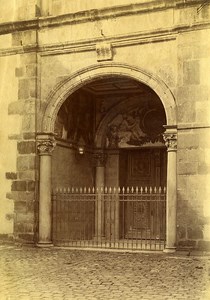 France Church Entry Door Religious Architecture old Albumen Photo 1880