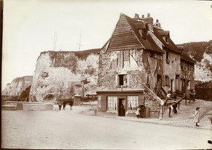 France Dieppe Old houses near the Cliff Seaside old Photo 1900