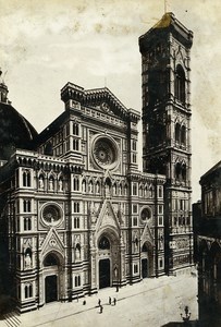 Italy Firenze Florence Cathedral Façade old Cabinet Photo Apollony 1880