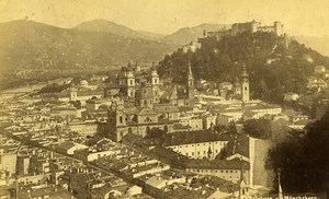 Austria Salzburg Monchsberg Panorama Old Cabinet Photo Wurthle & Sohn 1890