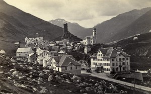 Switzerland St Gothard Road Hotel Meyerhof Old Photo Cabinet Ad. Braun 1870