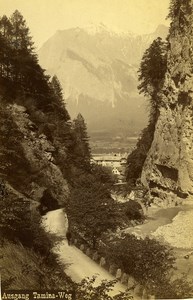 Switzerland Panorama of Tamina Old Photo Cabinet Fetzer 1890