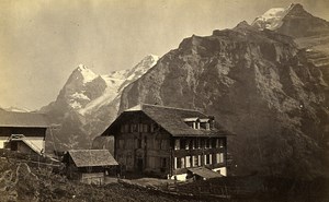 Switzerland Eiger Moench Silberhorn Old Photo Cabinet Gabler 1870