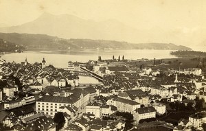 Switzerland Lucerne Luzern Panorama Old Photo Cabinet Garcin 1870