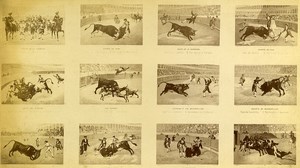 USA Bull Fight Scenes Corrida Old Photo Cabinet FE North 1870