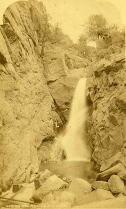 USA Colorado Ute Pass Rainbow Falls Old Photo Cabinet WH Jackson 1870