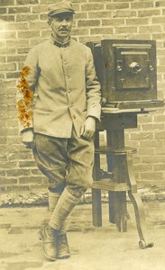 France WWI Military Photographer & his Darkroom Camera Photo Old Photo 1918