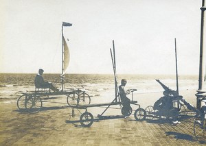 Belgium Middelkerke Race Sand Yacht on the Pier Old Photo 1900