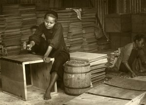Singapore Leather Manufacture Workers Old Amateur Photo 1930