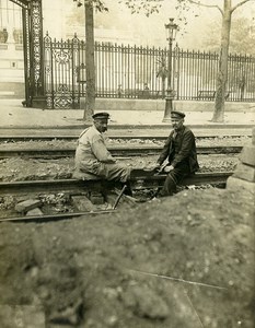 France Paris Railways Highways Workers Tracks Old Photo 1900