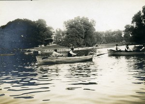 France Sunday Boating Scene on a Lake Old Photo 1900