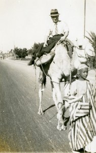 Morocco Marrakech Man on Camel Old Amateur Photo 1939