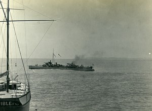 France Nice Military Boat at Sea Old Amateur Photo 1904