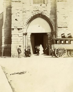 France Church Weddind Couple Stagecoach Old Amateur Photo 1890