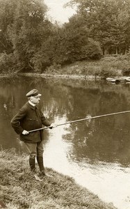 France River Fisherman Angling Old RPPC Amateur Photo 1930