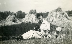 France Roubaix Gentleman and Poodles in Field Old Victor Vajda Photo 1930