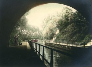 France Roubaix Romantic Canal Promenade Old Victor Vajda Hand Colored Photo 1930
