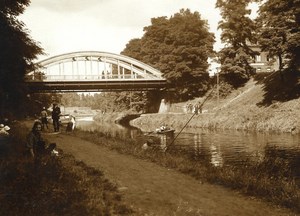 France Roubaix Canal Angler Fishing Bridge Old RPPC Victor Vajda Photo 1930