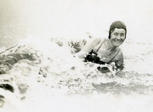 France Roubaix Day at the Beach Waves Old RPPC Victor Vajda Photo 1930