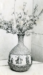 France Roubaix Vase & Feathers ? Still Life Old RPPC Victor Vajda Photo 1930