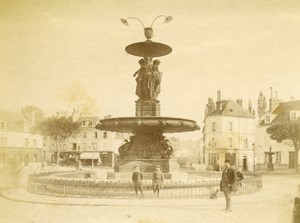 France Melun Place Saint Jean Fountain Old Photo 1890